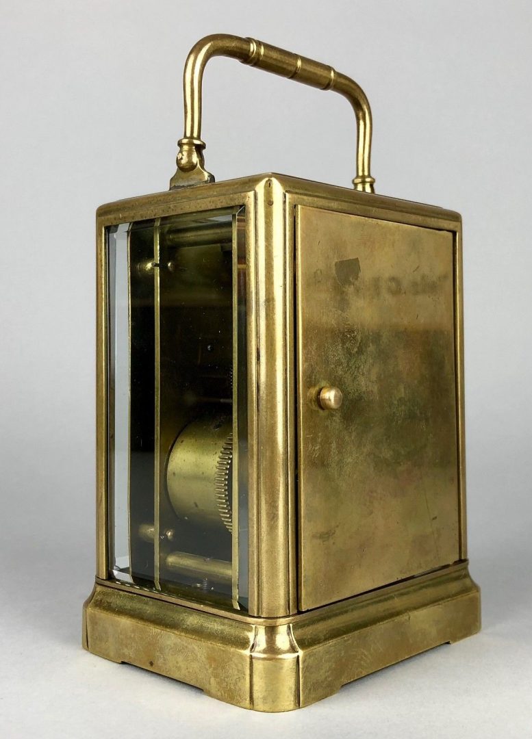 BOLVILLER A PARIS - C19th FRENCH BRASS/GLASS CASED TRAVEL CARRIAGE TIMEPIECE CLOCK