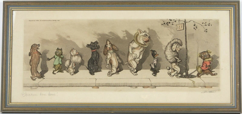 BORIS O'KLEIN (FRENCH, 1893-1985) -CHACUN SON TOUR- DIRTY DOGS OF PARIS PRINT, SIGNED
