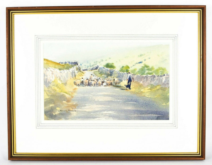 BRIAN IRVING (1931-2013), FARMING LANDSCAPE WITH SHEEP, WATERCOLOUR, SIGNED