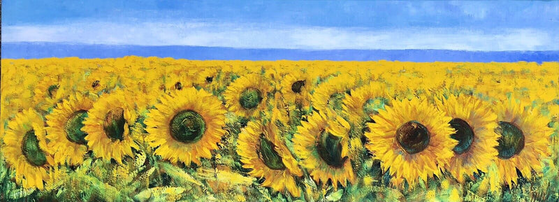 CARL SCANES, 'SUNFLOWER', FLORAL FLOWERS STUDY, LARGE OIL ON CANVAS, SIGNED