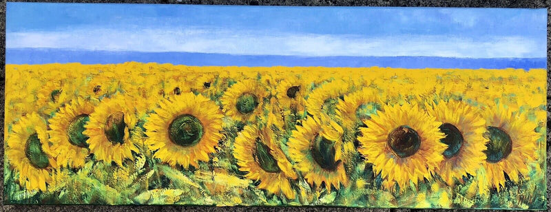 CARL SCANES, 'SUNFLOWER', FLORAL FLOWERS STUDY, LARGE OIL ON CANVAS, SIGNED