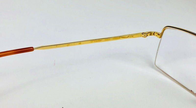 CARTIER -SANTOS- DESIGNER GILT METAL SPECTACLES GLASSES 4145257 140 56 20 &amp; CASE