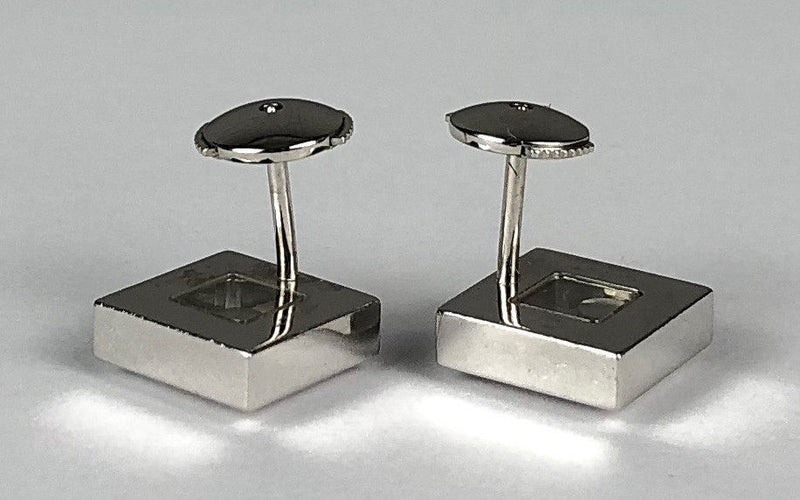 CHOPARD 'HAPPY DIAMONDS' 18ct WHITE GOLD &amp; DIAMOND SET SQUARE FORM STUD EARRINGS