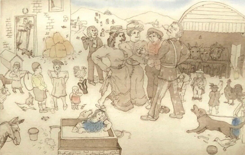 CHRIS ORR 'DOWN ON FARM WITH LITTLE FIDDLE' LIMITED EDITION ETCHING, SIGNED