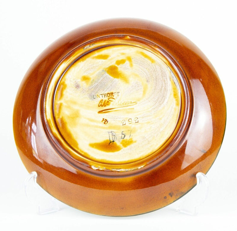 CHRISTOPHER DRESSER LINTHORPE POTTERY FLORAL/LEAF GLAZED EARTHENWARE PLATE DISH