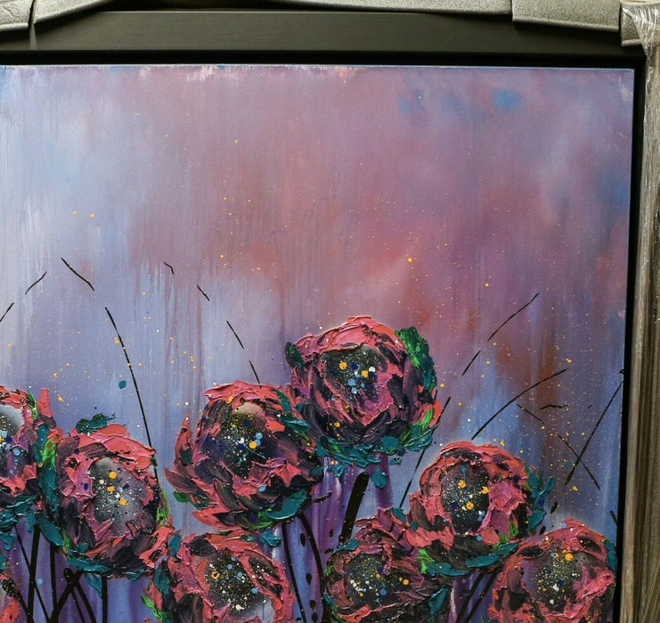 CLARE SYKES (BRITISH, b.1972) -OPEN ALL HOURS- FLORAL, LARGE BOX CANVAS PAINTING, SIGNED