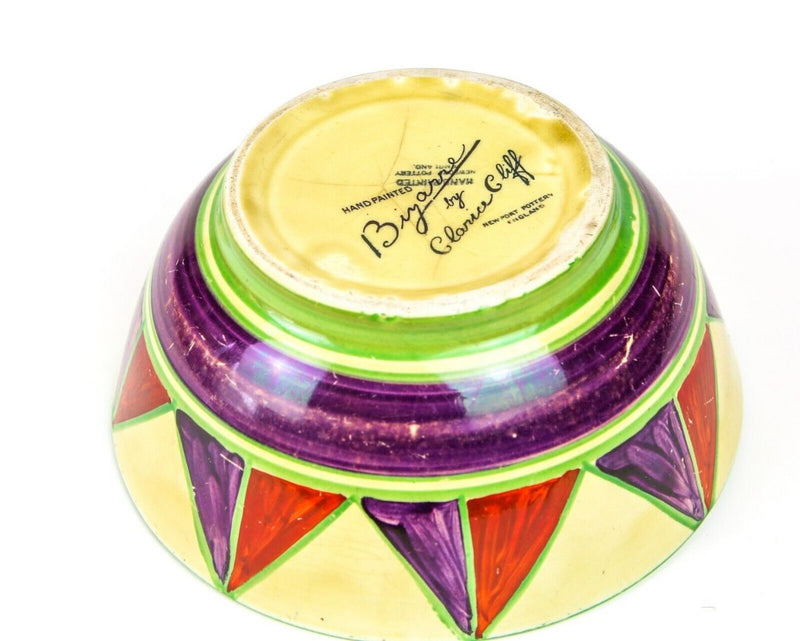 CLARICE CLIFF BIZARRE - ART DECO NEWPORT POTTERY TRIANGULAR GEOMETRIC BOWL