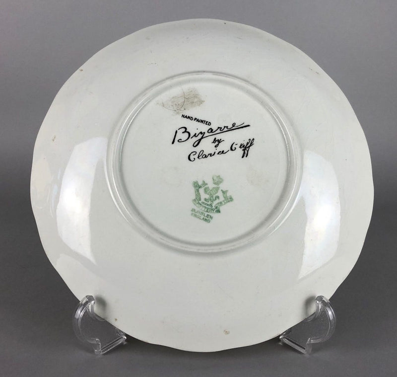 CLARICE CLIFF - ART DECO BURSLEM POTTERY BIZARRE GEOMETRIC STAR PATTERN LUNCH PLATE DISH