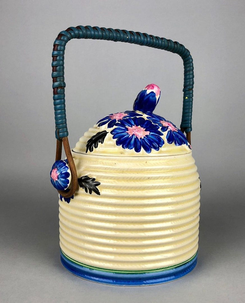 CLARICE CLIFF 'MARGUERITE' NEWPORT BIZARRE BEEHIVE RIBBED BISCUIT BARREL JAR POT