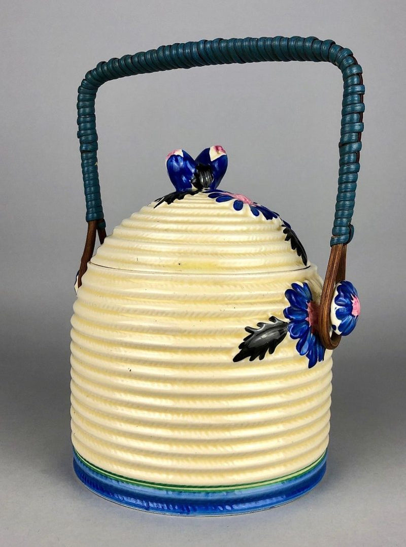 CLARICE CLIFF 'MARGUERITE' NEWPORT BIZARRE BEEHIVE RIBBED BISCUIT BARREL JAR POT
