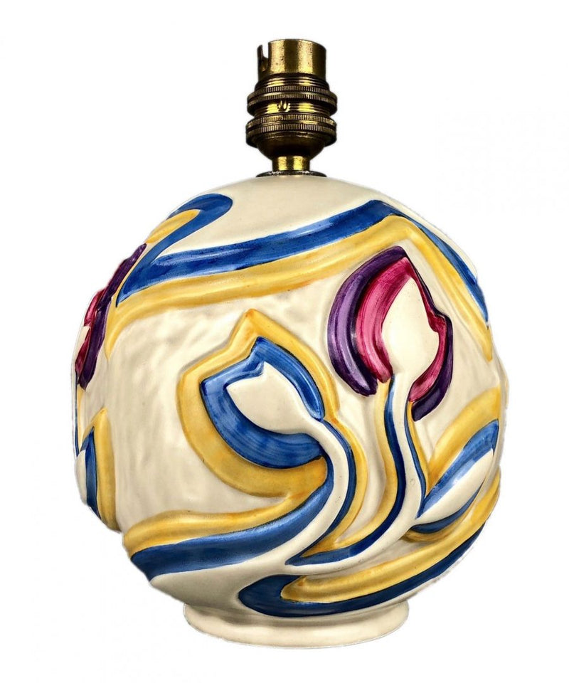 CLARICE CLIFF 'SGRAFFITO' ART DECO NEWPORT ROUND BALL GLOBULAR TULIP TABLE LAMP