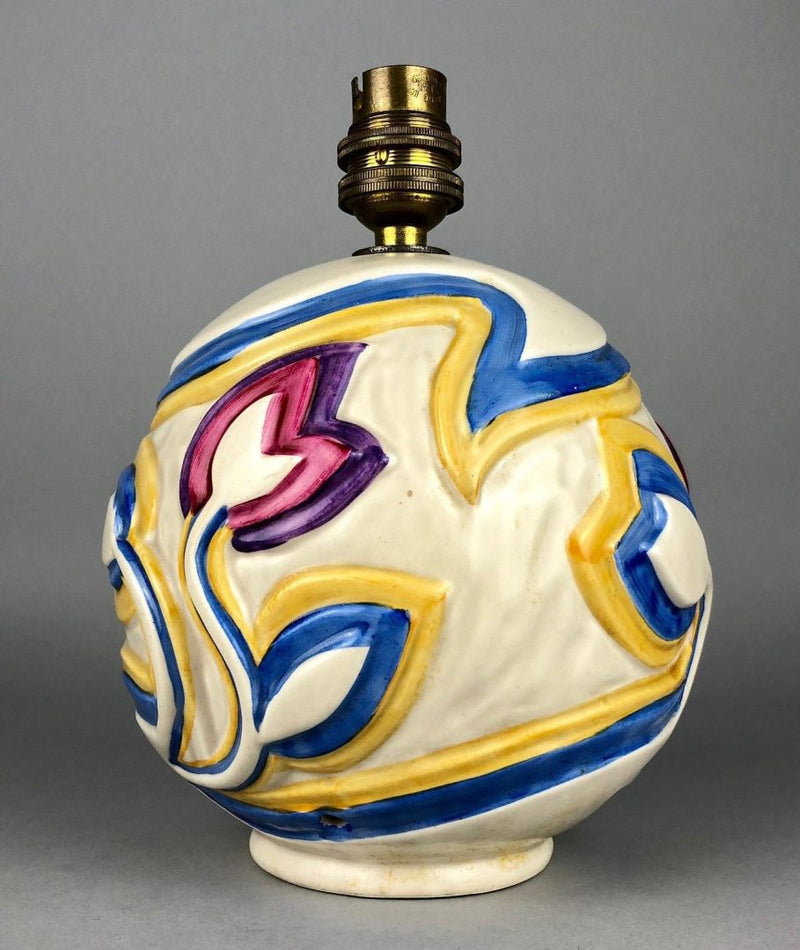 CLARICE CLIFF 'SGRAFFITO' ART DECO NEWPORT ROUND BALL GLOBULAR TULIP TABLE LAMP