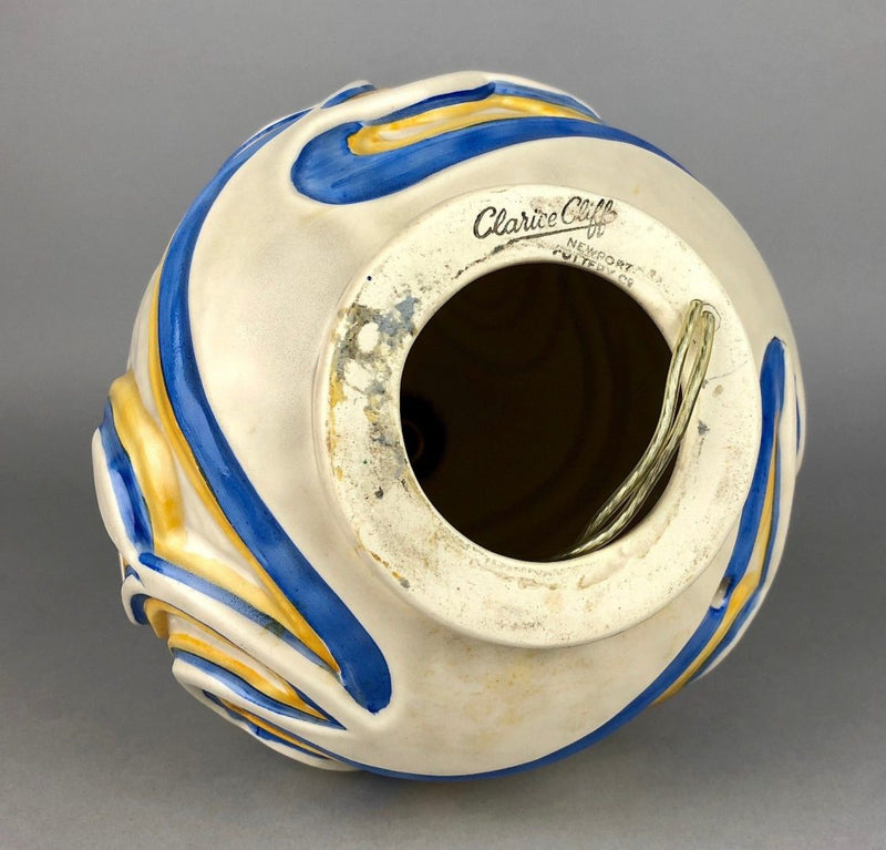 CLARICE CLIFF 'SGRAFFITO' ART DECO NEWPORT ROUND BALL GLOBULAR TULIP TABLE LAMP