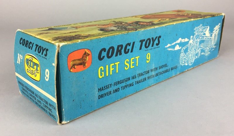 CORGI TOYS - MASSEY-FERGUSON 165 TRACTOR DRIVER TIPPING TRAILER, GIFT SET No.9, BOXED