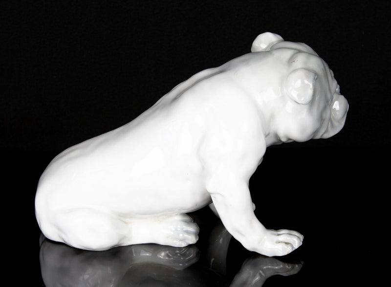HEUBACH GEBRUDER 'BULLDOG' LARGE GERMAN PORCELAIN FIGURE MODEL SEATED DOG HOUND