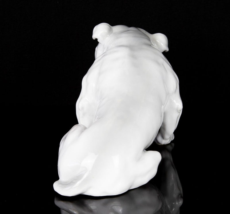 HEUBACH GEBRUDER 'BULLDOG' LARGE GERMAN PORCELAIN FIGURE MODEL SEATED DOG HOUND