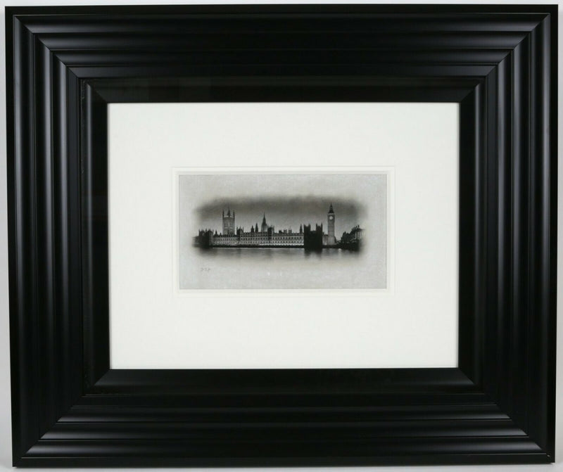 DARREN BAKER (BRITISH, b.1976) -REFLECTIONS OF LONDON- CHARCOAL/PENCIL DRAWING, SIGNED