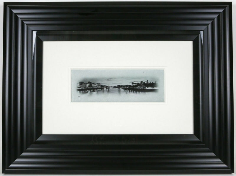 DARREN BAKER (BRITISH, b.1976) -THAMES PANORAMA- CHARCOAL/PENCIL DRAWING, SIGNED