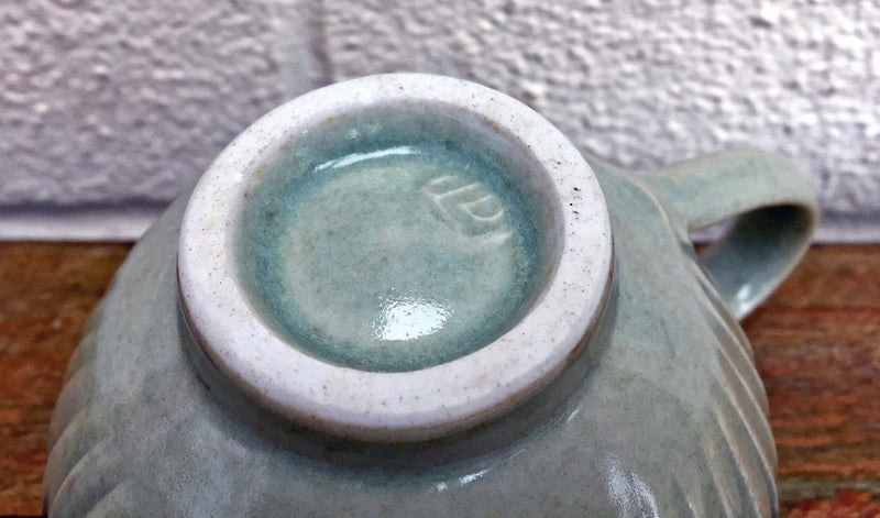 DAVID LEACH, LOWERDOWN- STUDIO POTTERY GREEN CELADON TEA CUP &amp; SAUCER DISH