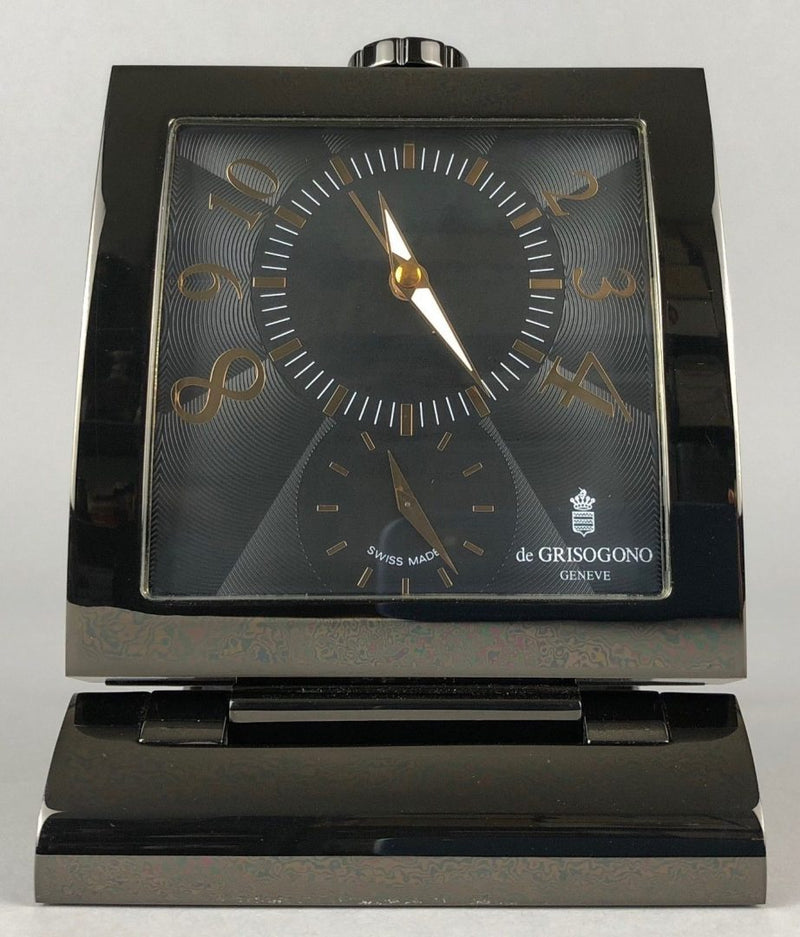 DE GRISOGONO, GENEVE - SWISS MADE DUAL TIME ZONE TRAVEL DESK ALARM CLOCK, BOXED
