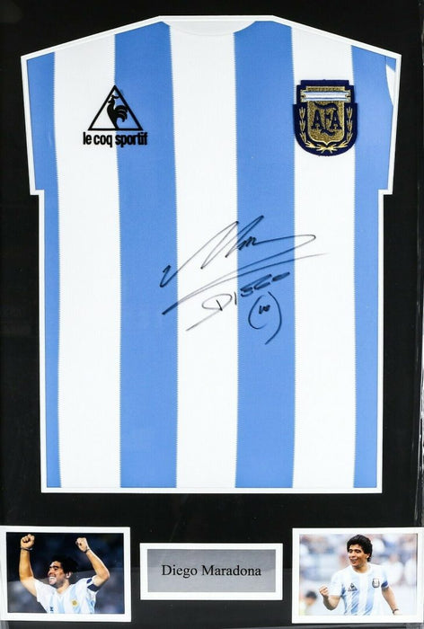 DIEGO MARADONA - SIGNED AUTOGRAPH ARGENTINA HOME FOOTBALL KIT SHIRT