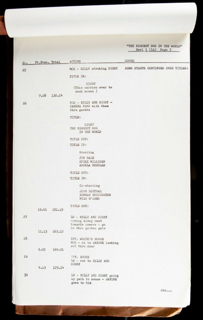 DIGBY, THE BIGGEST DOG IN THE WORLD (1973) - WALTER SHENSON FILMS MOVIE SCRIPT