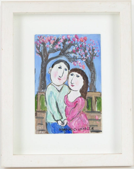 DORA HOLZHANDLER (BRITISH, 1928-2015) -LOVING COUPLE- OIL ON BOARD, SIGNED