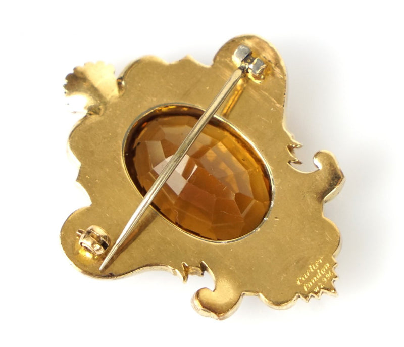 CARTIER, LONDON YELLOW GOLD &amp; CITRINE ROCOCO BROOCH