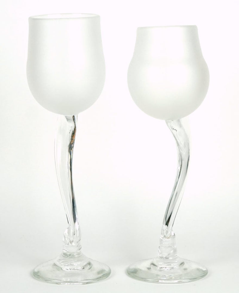 STEVEN NEWELL - C20th DESIGN ART OPAQUE WINE DRINKS GLASSES PAIR