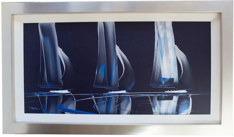 DUNCAN MACGREGOR (BRITISH, b.1961) -SAILING/MOORING- BOAT SEASCAPE, ACRYLIC PAINTING, SIGNED