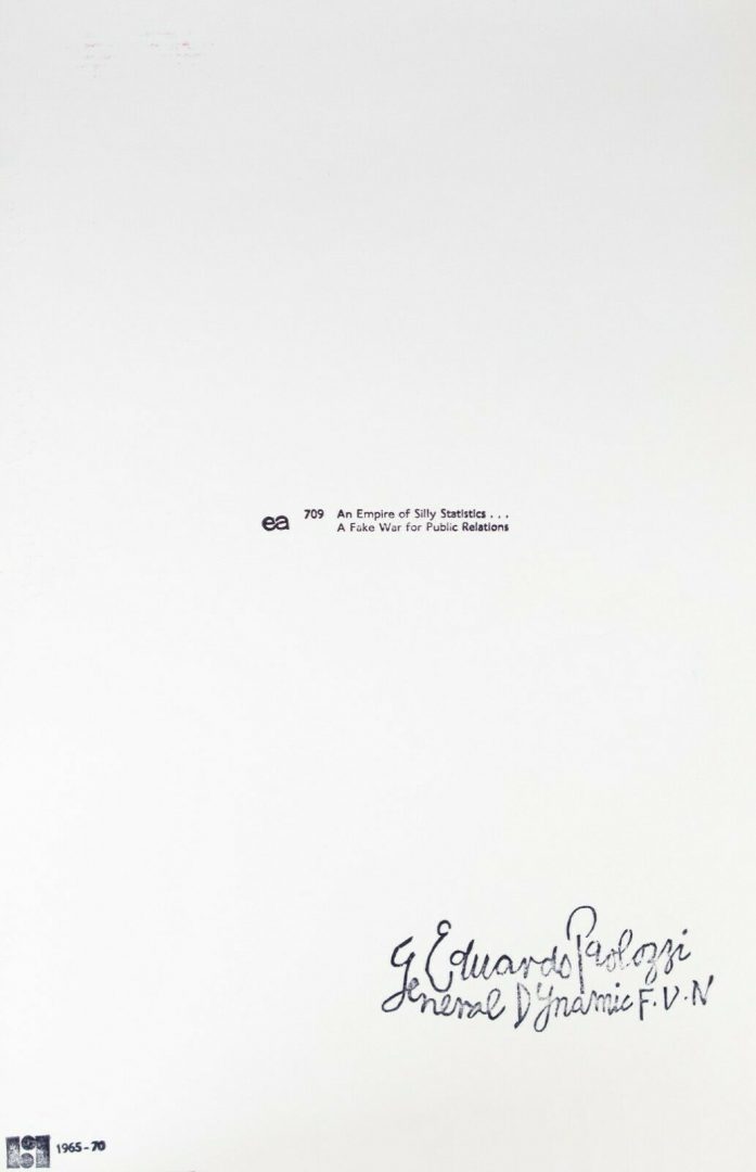EDUARDO PAOLOZZI -AN EMPIRE OF SALLY STATISTICS- LIMITED EDITION F.U.N. PRINT 709, SIGNED