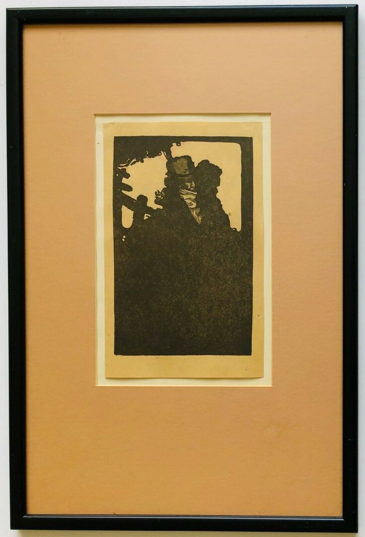 EDWARD GORDON CRAIG 'HENRY IRVING, ROBERT MACAIRE' WOODCUT ENGRAVING