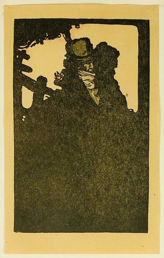 EDWARD GORDON CRAIG 'HENRY IRVING, ROBERT MACAIRE' WOODCUT ENGRAVING