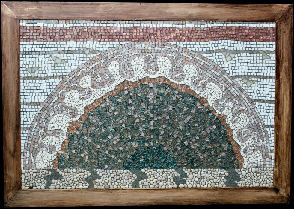 ELAINE M GOODWIN (BRITISH, b.1951) -ARCHWAY- LARGE MOSAIC ART GLASS, SIGNED