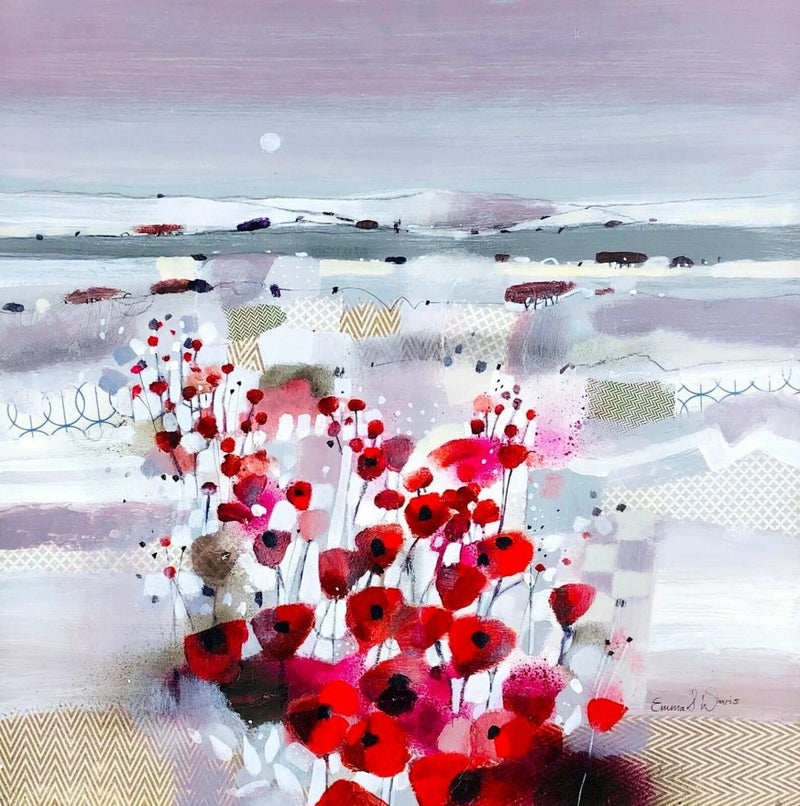 EMMA DAVIS (SCOTTISH, b.1975) -IN SILENCE - FLORAL LANDSCAPE STUDY, OIL ON BOARD, SIGNED