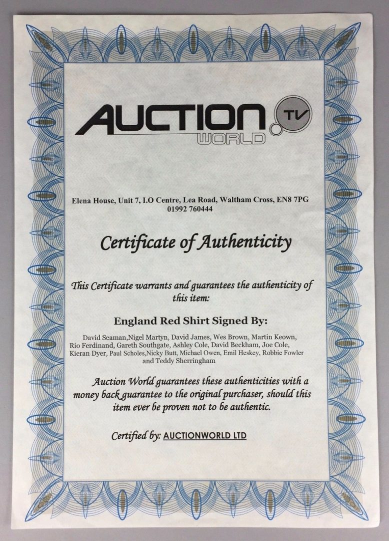 ENGLAND v ARGENTINA, WORLD CUP 2002 - SQUAD SIGNED UMBRO FOOTBALL SHIRT