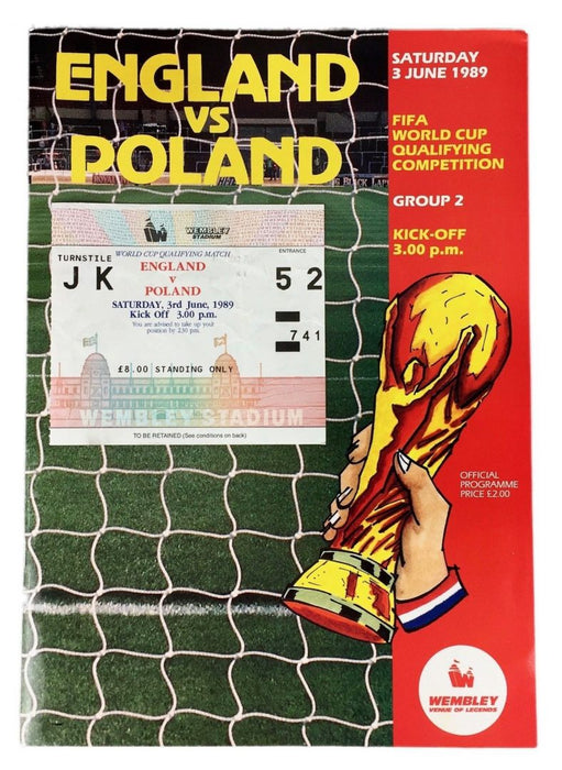 ENGLAND v POLAND, WORLD CUP 1989 - SQUAD TEAM SIGNED FIFA APPROVED MATCH FOOTBALL