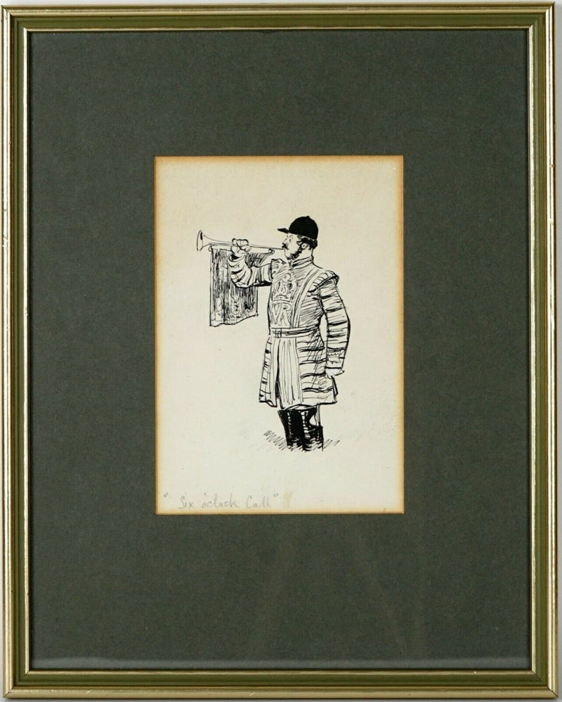 ERNEST HOWARD SHEPARD 'SIX O'CLOCK CALL, BEEFEATER' PEN/INK DRAWING