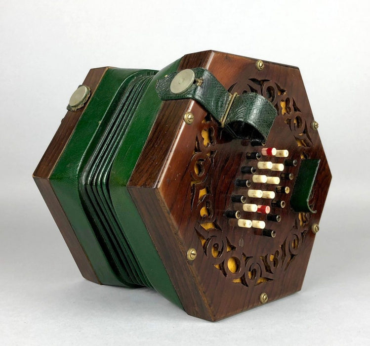 F C NICKOLDS - ENGLISH 48-KEY SYSTEM CONCERTINA HAND ACCORDION in C WHEATSTONE CASE