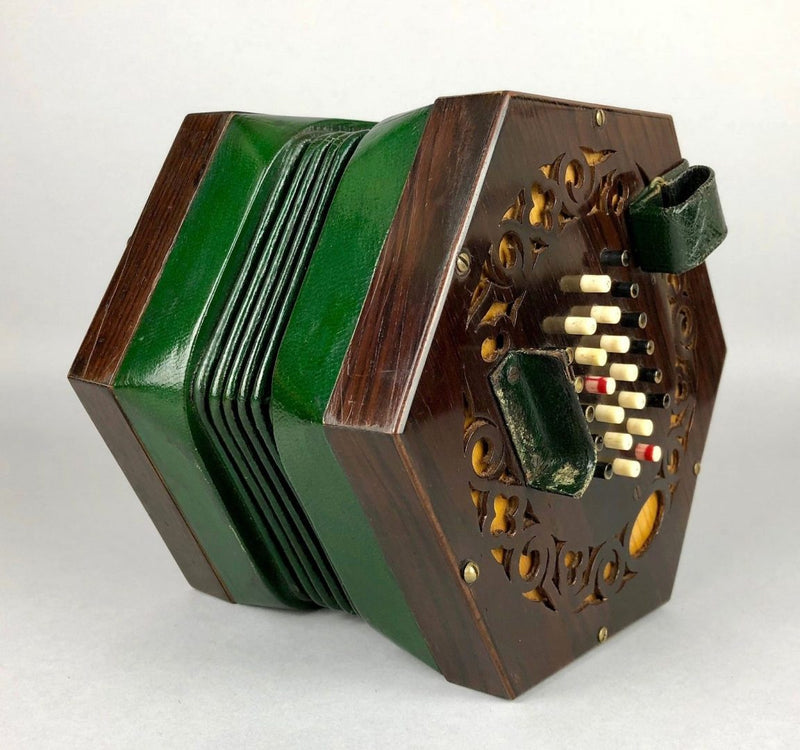 F C NICKOLDS - ENGLISH 48-KEY SYSTEM CONCERTINA HAND ACCORDION in C WHEATSTONE CASE