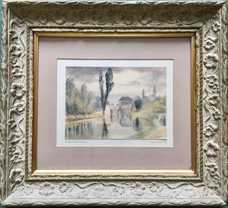 FREDERICK GEORGE COTMAN -ON RIVER WANDLE AT MITCHAM- WATERCOLOUR LANDSCAPE, SIGNED