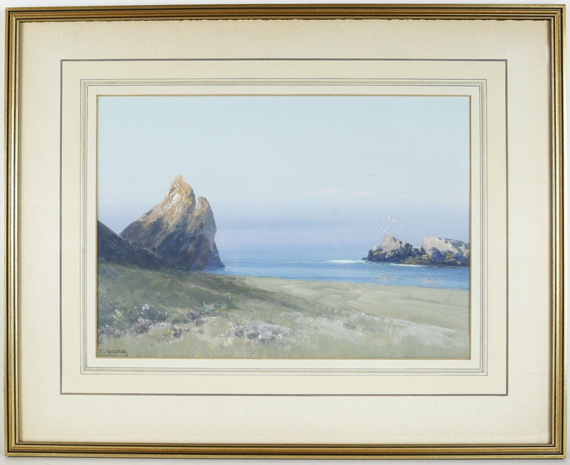 FREDERICK JOHN WIDGERY 'ON THE COAST' CORNWALL HOLYWELL BAY, GOUACHE
