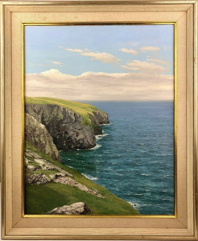 G A GARCEAU 'CLIFF AT CRUMBER' CORNISH COASTAL SCENE STUDY, OIL ON CANVAS SIGNED