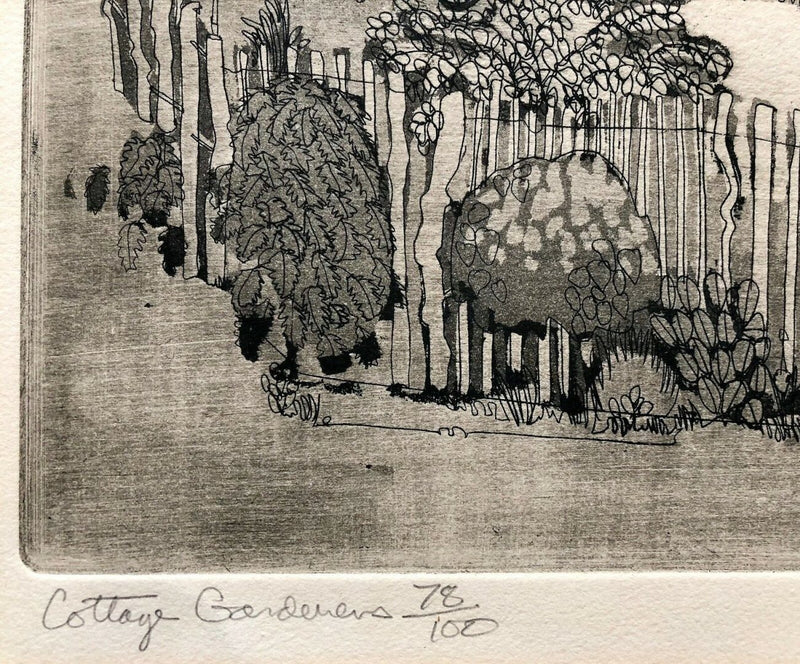 GRAHAM CLARKE 'COTTAGE GARDENERS' LARGE LIMITED EDITION ETCHING, SIGNED
