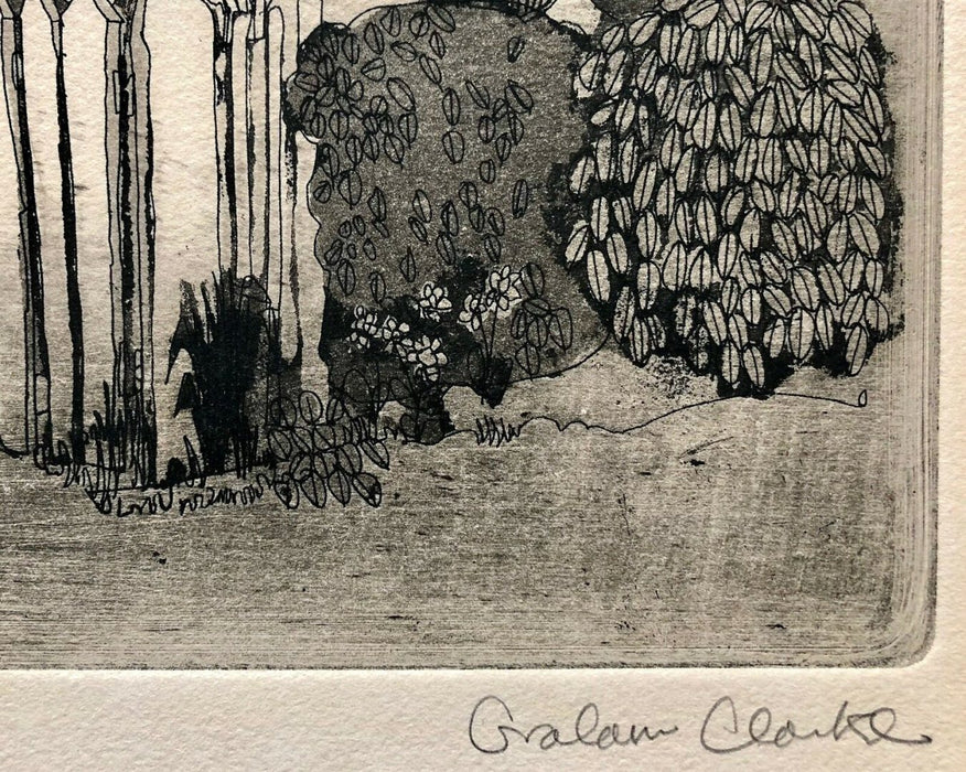 GRAHAM CLARKE (BRITISH, b.1941) -COTTAGE GARDENERS- LARGE LIMITED EDITION ETCHING, SIGNED