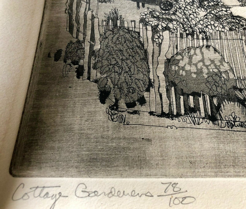 GRAHAM CLARKE 'COTTAGE GARDENERS' LARGE LIMITED EDITION ETCHING, SIGNED
