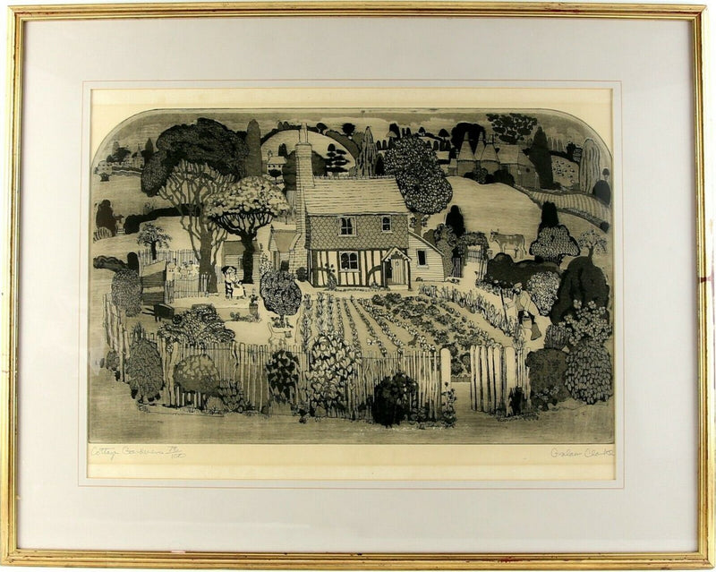 GRAHAM CLARKE 'COTTAGE GARDENERS' LARGE LIMITED EDITION ETCHING, SIGNED