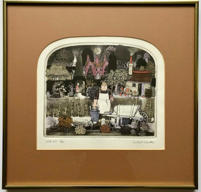 GRAHAM CLARKE 'OLD VIC' LIMITED EDITION COLOUR ETCHING PRINT 7/400, SIGNED