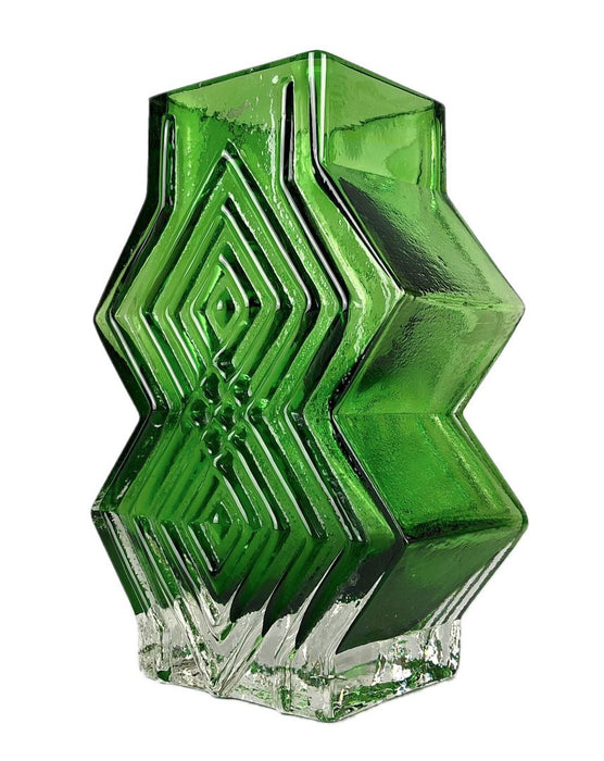 GEOFFREY BAXTER for WHITEFRIARS - MEADOW GREEN DOUBLE DIAMOND VASE