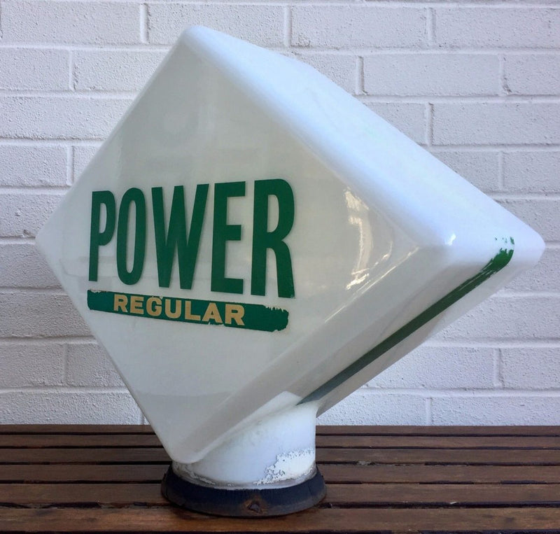 HAILWARE 'POWER REGULAR' VINTAGE NATIONAL BENZOLE GLASS PETROL PUMP GLOBE